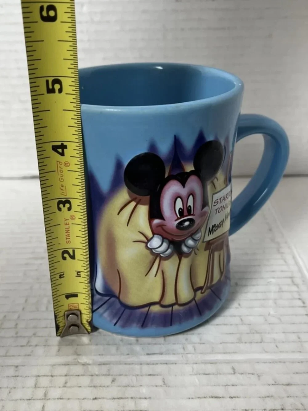 Disney MICKEY MOUSE 3D RELIEF MUG “Starring Tonight” Stage Curtain 16oz Cup